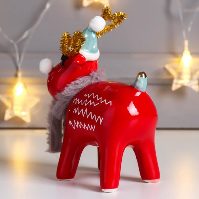 Сувенир керамика Сувенир керамика "Лосик в колпаке и очках" красный 15,5х6,5х10,7 см