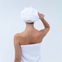 Набор для бани и ванной Этель &laquo;Вафля&raquo; полотенце 70*140 см+чалма 21*25 см, цв.белый