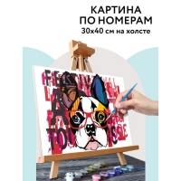 Картина по номерам на холсте «Французский бульдог», 30 × 40 см, с акриловыми красками и кистями Картина по номерам на холсте «Французский бульдог», 30 × 40 см, с акриловыми красками и кистями