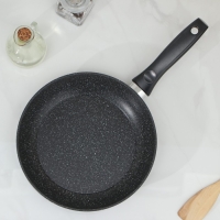 Сковорода Доляна &laquo;Элит&raquo;, d=24 см, литой алюминий, стеклянная крышка, антипригарное покрытие, цвет серый