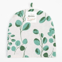 Грелка на чайник Доляна "Эвкалипт" 28х28 см, 100% хлопок, рогожка 164 г/м2