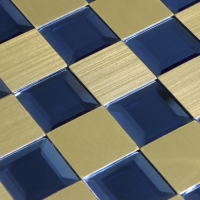Панель самоклеящаяся 30*30см мозаика клетка сине-золотая Панель самоклеящаяся 30*30см мозаика клетка сине-золотая