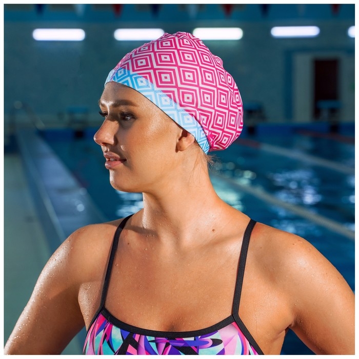 Шапочка для плавания взрослая ONLYTOP Swim, тканевая, обхват 54-60 см