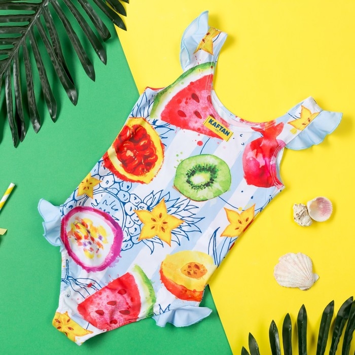 Купальник KAFTAN Купальник KAFTAN "Fruits", рост 110-116 (32), цвет голубой/белый
