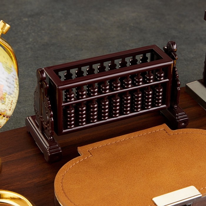 Набор настольный 6в1с визитницей и часами, вишня Набор настольный 6в1с визитницей и часами, вишня