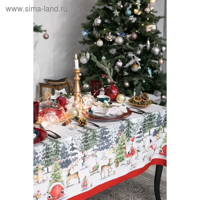 Скатерть "Этель" Праздник в лесу 147х220 см с ГМВО,100% хл,саржа 190гр/м2