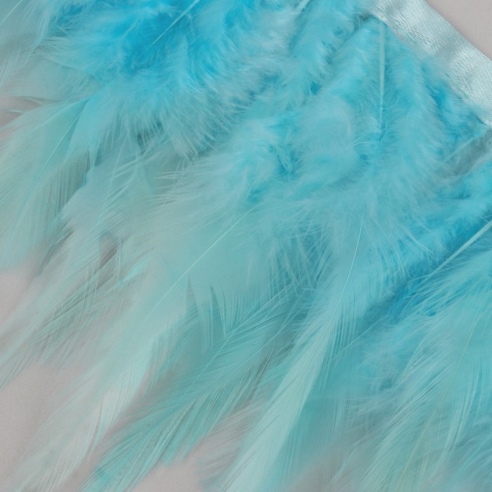 Тесьма с перьями петуха, 10-15 см, 5 &plusmn; 0,5 м, цвет голубой