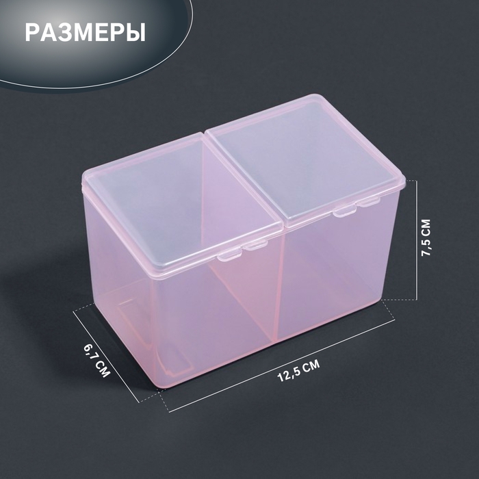 Органайзер для хранения, с крышкой, 2 секции, 6,7 × 12,5 × 7,5 см, цвет МИКС Органайзер для хранения, с крышкой, 2 секции, 6,7 × 12,5 × 7,5 см, цвет МИКС