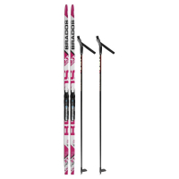 Комплект лыжный: пластиковые лыжи 170 см без насечек, стеклопластиковые палки 130 см, крепления NNN, цвета МИКС