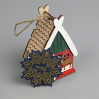 Ёлочная игрушка «Домик с Сантой», от батареек, свечение тёплое белое Ёлочная игрушка «Домик с Сантой», от батареек, свечение тёплое белое