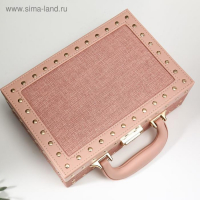 Шкатулка кожзам для украшений чемодан "С заклёпками" розовый беж 9,5х25х17,5 см Шкатулка кожзам для украшений чемодан "С заклёпками" розовый беж 9,5х25х17,5 см