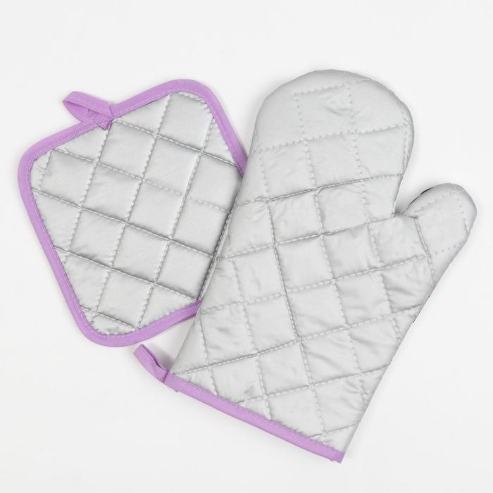 Кухонный набор Доляна «Прованс», прихватка 17*17 см, рукавица 26*16 см,100% п/э Кухонный набор Доляна «Прованс», прихватка 17*17 см, рукавица 26*16 см,100% п/э