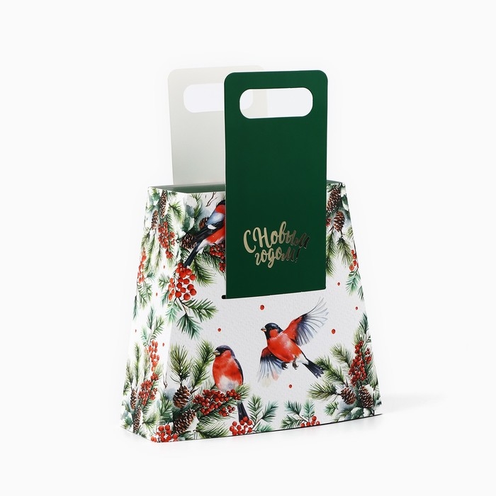 Коробка новогодняя складная с ручками &laquo;Снегири&raquo; 23 х 8 х 32 см, Новый год
