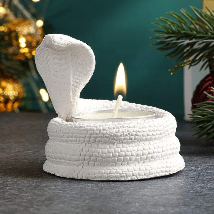 Новый год. Символ 2025. Подсвечник новогодний Новый год. Символ 2025. Подсвечник новогодний "Змея кобра" 8х5см