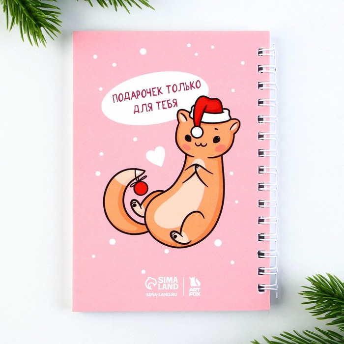 Подарочный набор новогодний, блокнот на спирали А6, 60 листов и магнитные закладки 2 шт. &laquo;В новый год только с тобой&raquo;