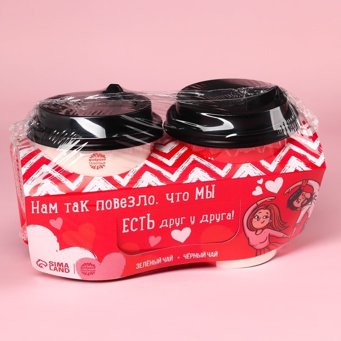 Подарочный набор &laquo;Есть друг у друга&raquo;: зелёный чай сенча со вкусом кокосовой мяты 3 г., чёрный чай с корицей и грецким орехом 3 г.