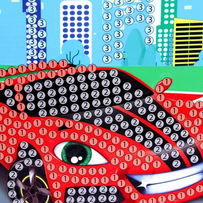 Алмазная мозаика с частичным заполнением на открытке &laquo;&lrm;Гоночная машина&raquo;&lrm; для детей