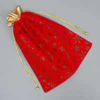 Мешочек подарочный замша &laquo;Подарочки&raquo;, снежинки, тиснение, 30 х 40 см +/- 1.5 см, Новый год