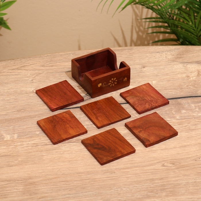 Подставка под горячее Подставка под горячее "Квадрат" дерево 9,8х9,2х4,5 см МИКС