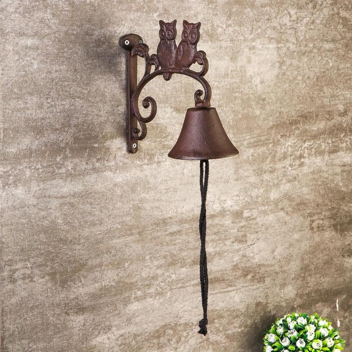 Колокол сувенирный металл Колокол сувенирный металл "Два филина на ветке" 21х16х10 см