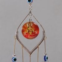 Музыка ветра металл от сглаза "Богиня Лакшми" 5 колокольчиков 36 см