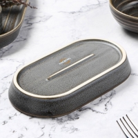 Блюдо фарфоровое овальное Magistro Urban, 260 мл, 18&times;9,8&times;2,5 см, цвет серый