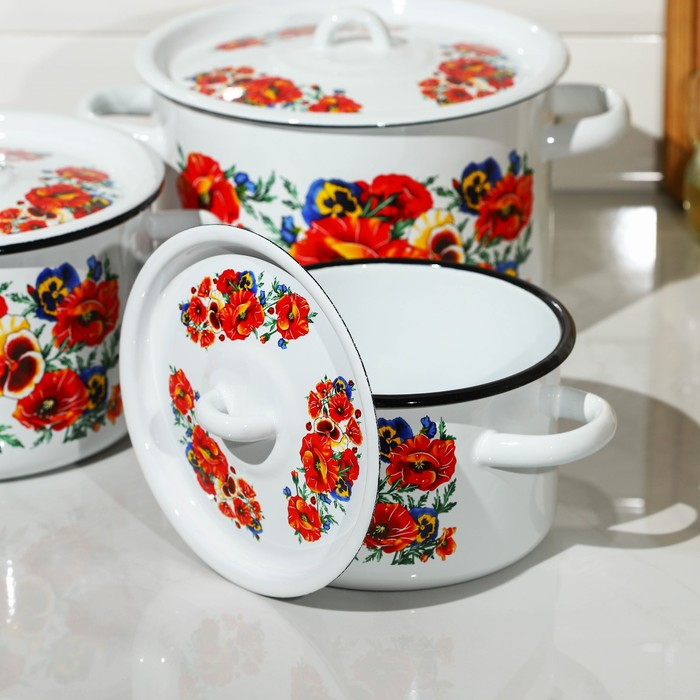 Набор кастрюль &laquo;Маки. Мечта&raquo;, 3 предмета: 1,5 л, 2,9 л, 4,5 л, индукция