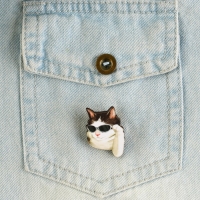 Значок деревянный &laquo;Кот в очках&raquo;, серия мемы , 2,4 х 3,2 см