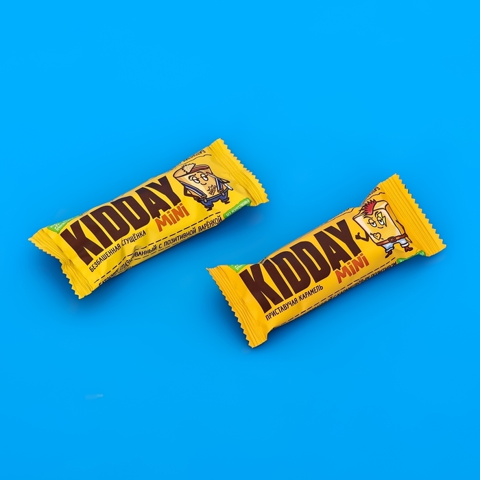 Батончик глазированный "KIDDAY mini", с карамелью и сгущенкой, ассорти,300 г