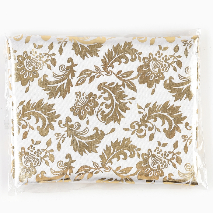 Лоскут для рукоделия, атлас, золотой узор на белом, 50 &times; 75 см