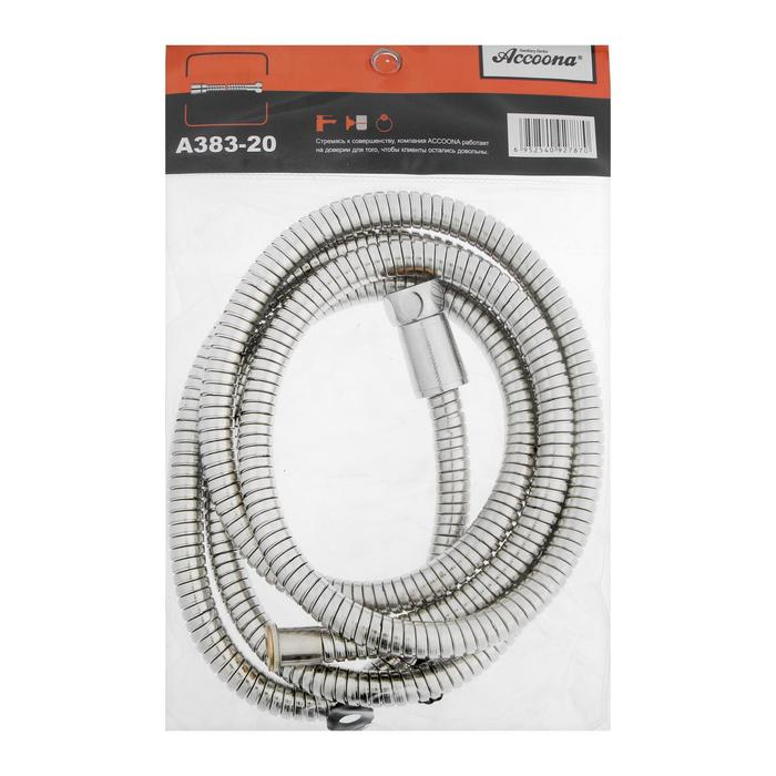 Душевой шланг Accoona A383-20, растягивающийся 200-250 см, латунная гайка, хром Душевой шланг Accoona A383-20, растягивающийся 200-250 см, латунная гайка, хром