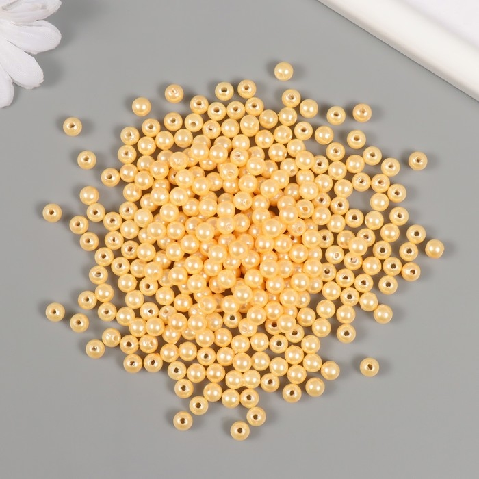 Набор бусин "Жемчуг" d 6 мм, 250 гр, бежевый