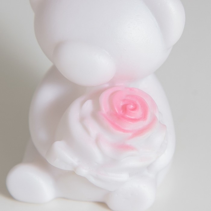 Ночник "Мишка с розой" 2Вт LED LR44 белый 4х5,5х7см