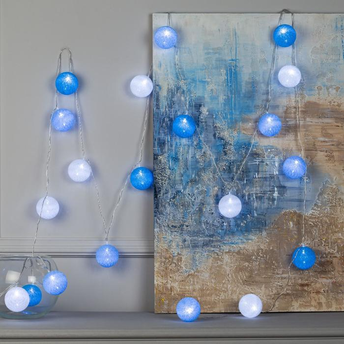 Гирлянда «Нить» 5 м с насадками «Клубки морские», IP20, прозрачная нить, 20 LED, свечение белое, 220 В Гирлянда «Нить» 5 м с насадками «Клубки морские», IP20, прозрачная нить, 20 LED, свечение белое, 220 В