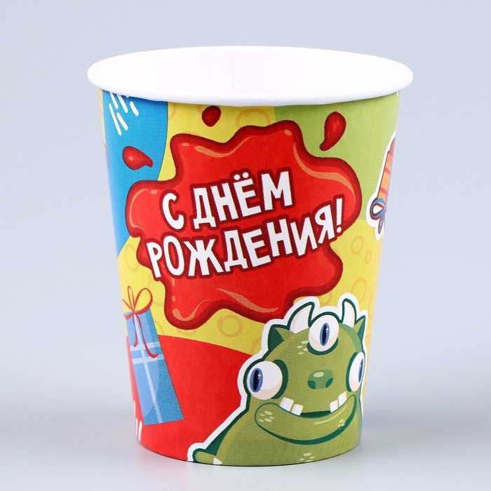 Набор бумажной посуды одноразовый Монстрики&raquo;: 6 тарелок, 1 гирлянда, 6 стаканов