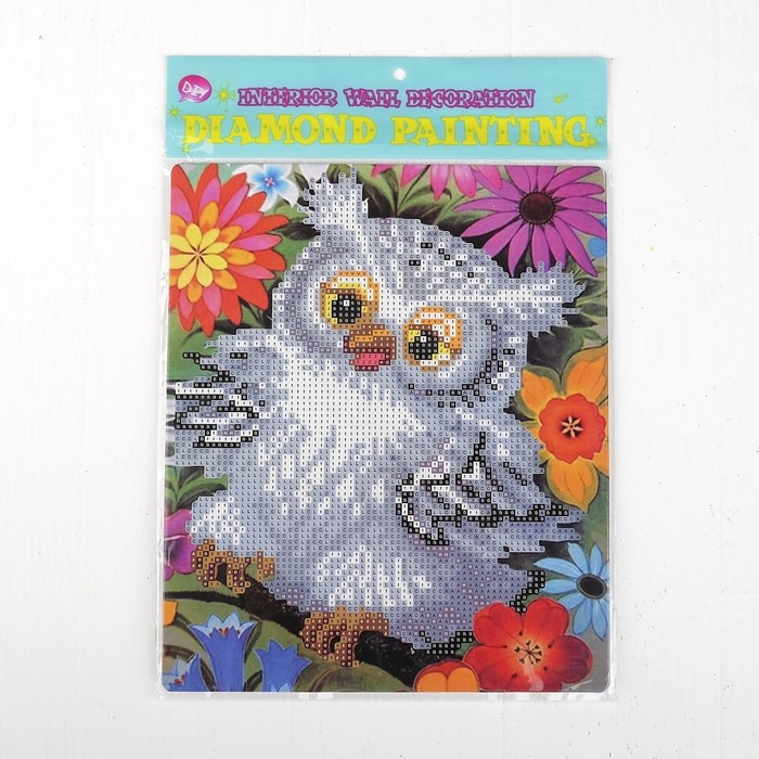 Алмазная вышивка &laquo;Сова в цветах&raquo;, с подставкой, с частичным заполнением