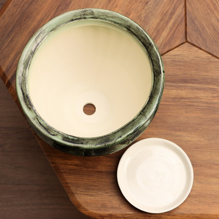 Набор горшков 2 шт. "Волна" зеленый 7,6 л/2,2 л