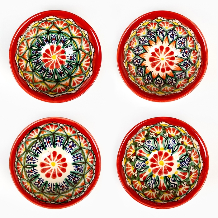 Пиала чайная Риштанская керамика "Узоры" большая, 11 см, микс