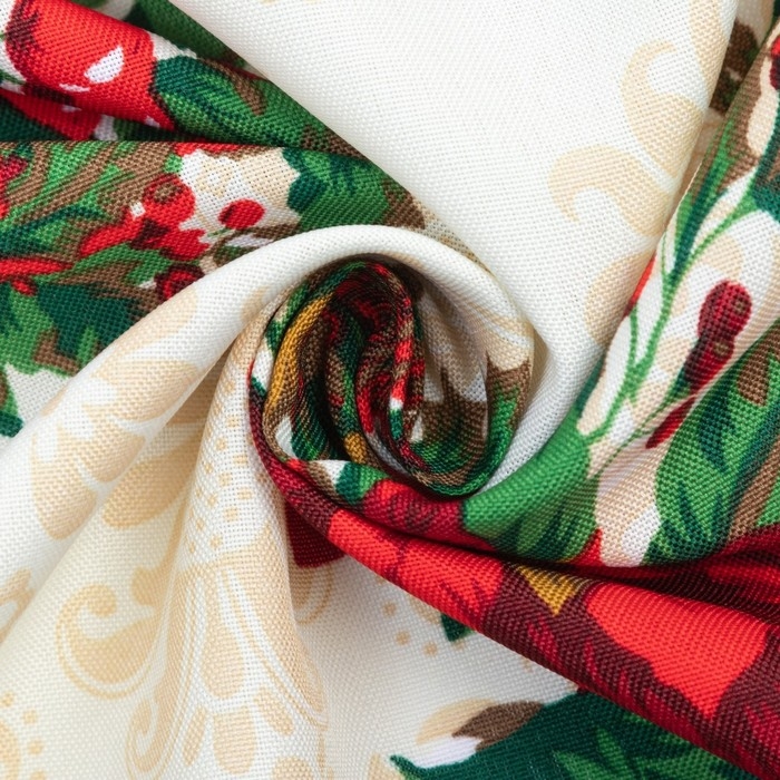 Скатерть новогодняя Доляна "Новогодние украшения" 145*220 см, 100% п/э