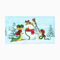 Новый год. Символ года. Змея. Набор полотенец Доляна "Новогодняя сказка" 28х46 см - 3шт, 100% хл, рогожка 164 г/м2