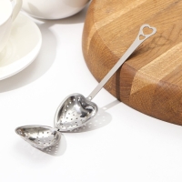 Ситечко для чая Доляна «Сердце», 14,5×4 см, цвет серебристый Ситечко для чая Доляна «Сердце», 14,5×4 см, цвет серебристый