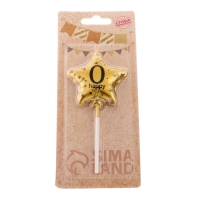 Свеча в торт на шпажке "Воздушный шарик.Звезда", цифра 0, 5,5 см, золотая Свеча в торт на шпажке "Воздушный шарик.Звезда", цифра 0, 5,5 см, золотая