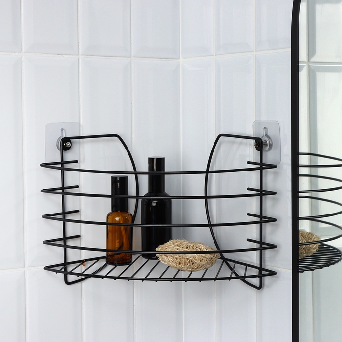 Полка угловая для ванной с высоким бортом, 22,5×22,5×20,5 см, черная Полка угловая для ванной с высоким бортом, 22,5×22,5×20,5 см, черная