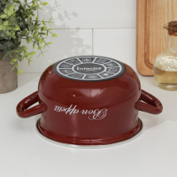 Кастрюля эмалированная &laquo;Бордо&raquo;, 2,1 л, индукция, цвет бордовый