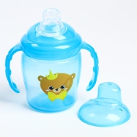 Поильник - непроливайка детский с мягким носиком «Мишка принц», 250 мл., с ручками, цвет голубой Поильник - непроливайка детский с мягким носиком «Мишка принц», 250 мл., с ручками, цвет голубой