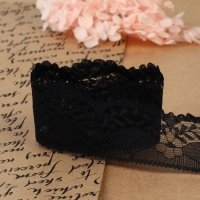 Кружево капроновое, 40 мм &times; 10 &plusmn; 1 м, цвет чёрный