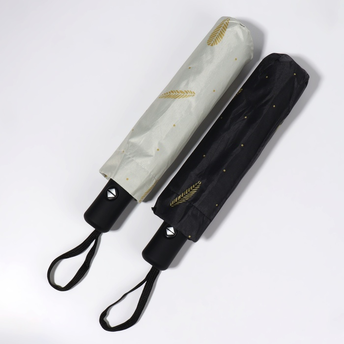 Зонт автоматический &laquo;Перья&raquo;, ветроустойчивый, 3 сложения, 8 спиц, R = 48/55 см, D = 110 см, цвет МИКС