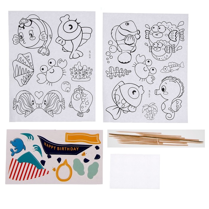 Набор для творчества: изготовление топперов, раскраска-наклейки аппликация EVA &laquo;Море&raquo;