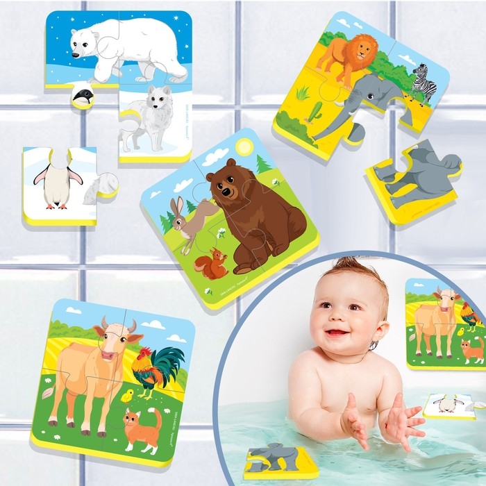 Мягкий пазл для малышей &laquo;Животные мира&raquo;, 16 деталей, Крошка Я