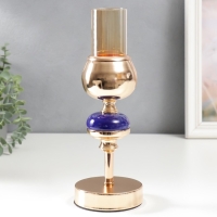 Подсвечник металл на 1 свечу "Синий мраморный элемент" золото 27х10х10 см Подсвечник металл на 1 свечу "Синий мраморный элемент" золото 27х10х10 см